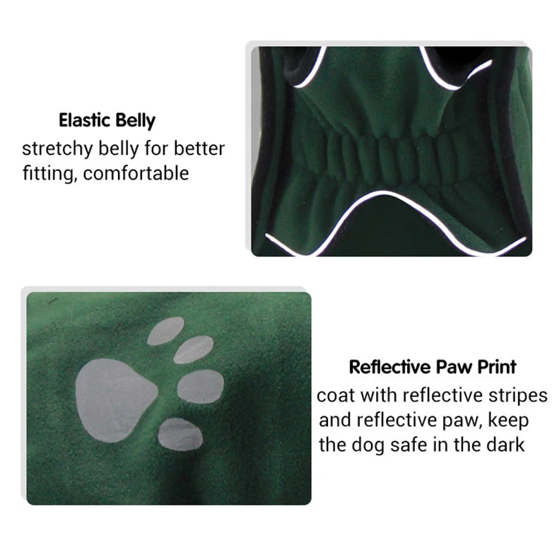 Reflective Fleece Dog Jacket – Windproof & Warm