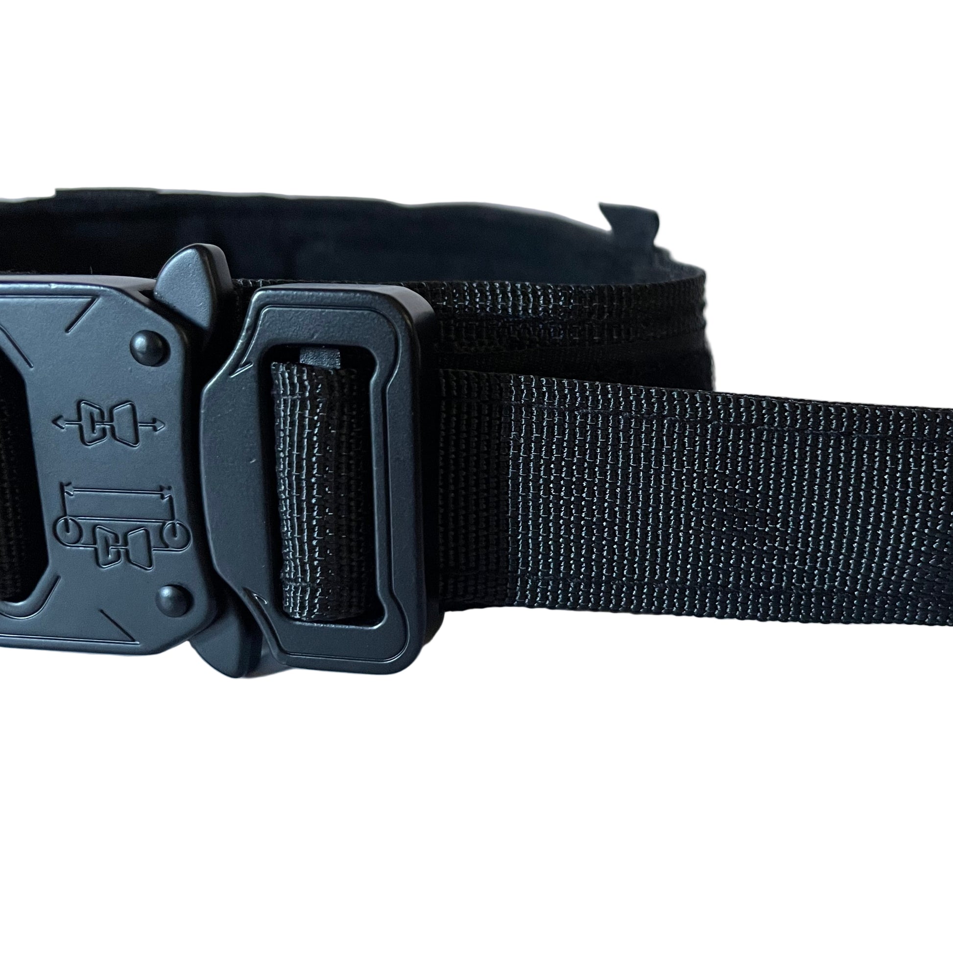 Black belt with a buckle on a white background