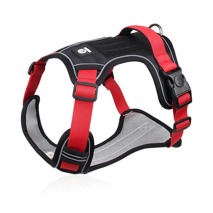 Red tactical dog harness - Military-grade waterproof vest with adjustable fit for medium to large breeds