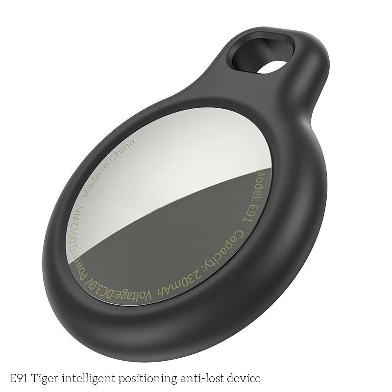 Black E91 Tiger intelligent positioning anti-lost device on a white background