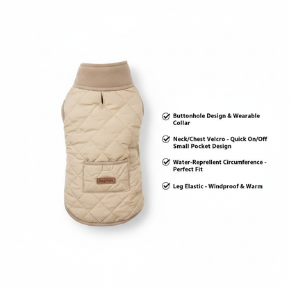 Small dog vest features - Warm cotton padding, lightweight design, easy on/off for Dachshunds and Terriers