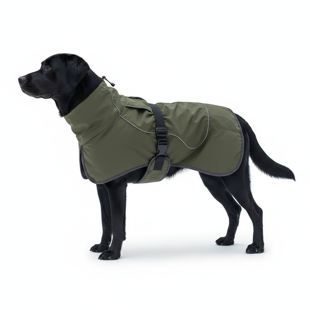 Adjustable winter coat for Labradors and large dogs - Secure fit with reflective strips for safe winter walks