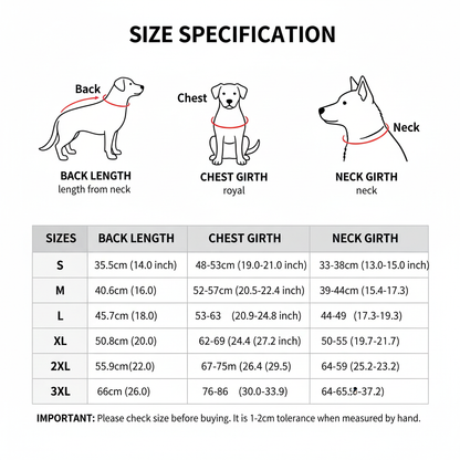 Clean size specification chart