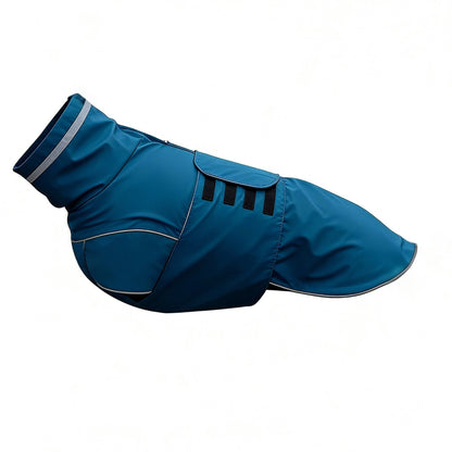 Blue dog raincoat on a white background