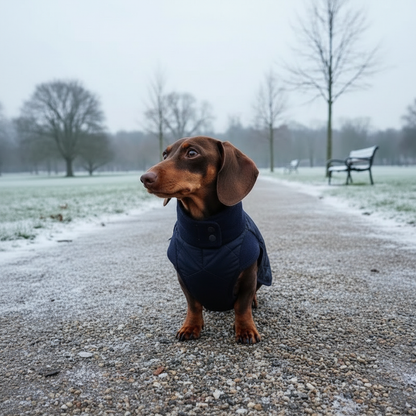 Dachshund winter vest - Cosy cotton padding designed for long-bodied small breeds in cold weather