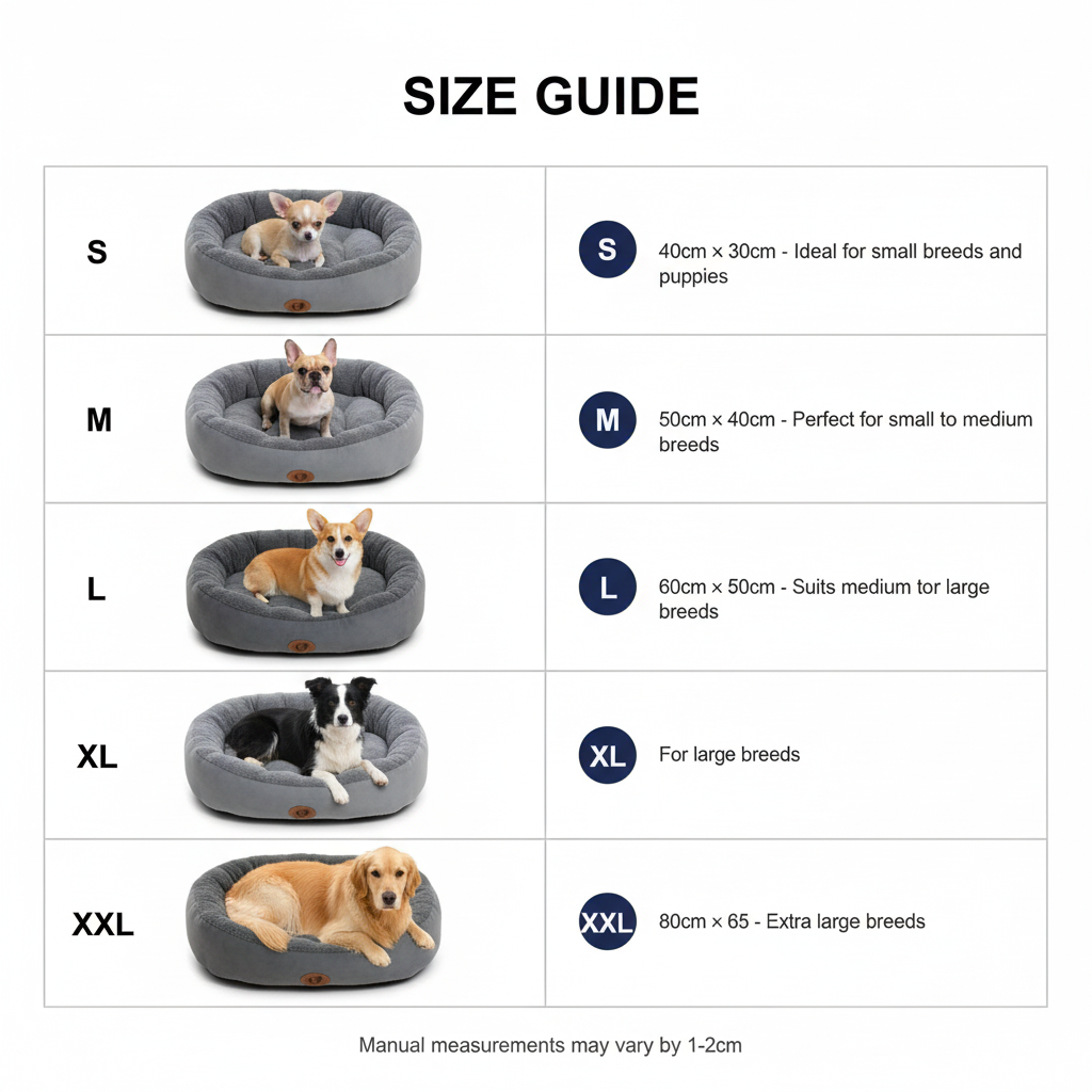 Grey dog bed size guide - final version