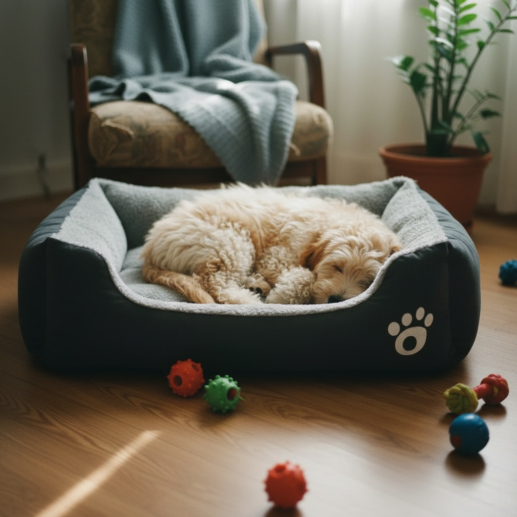 Raw candid snapshot with same golden doodle aesthetic