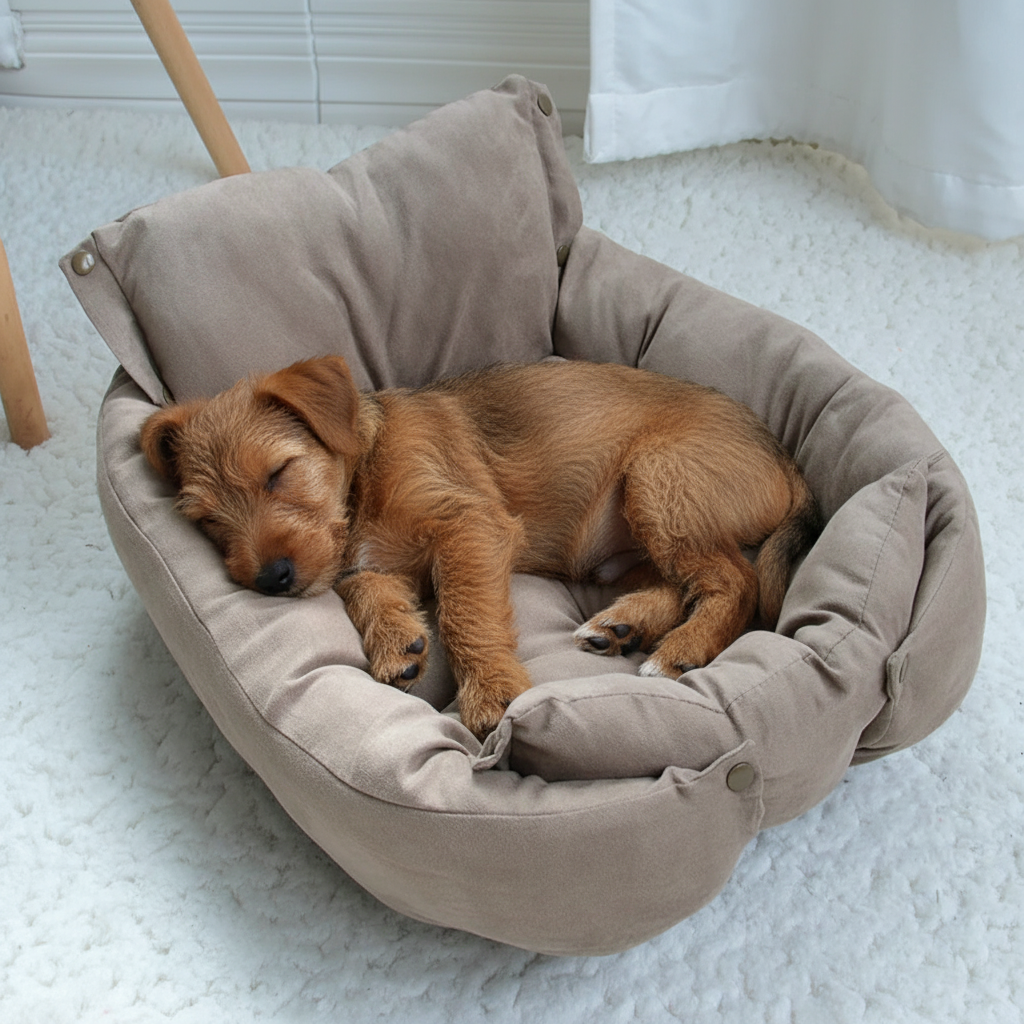 Ultra Realistic Lakeland Terrier in Dog Bed